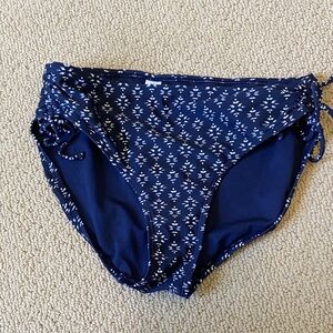 Athleta Navy Bikini Bottom with White Details